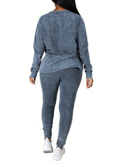 Tie Dye 2 pc Set Long Sleeve Crew Neck T-shirt & Slim Pants Outfit