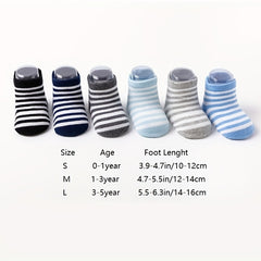 6Pairs Baby Cotton Non slip Ankle Socks For Spring Summer Autumn