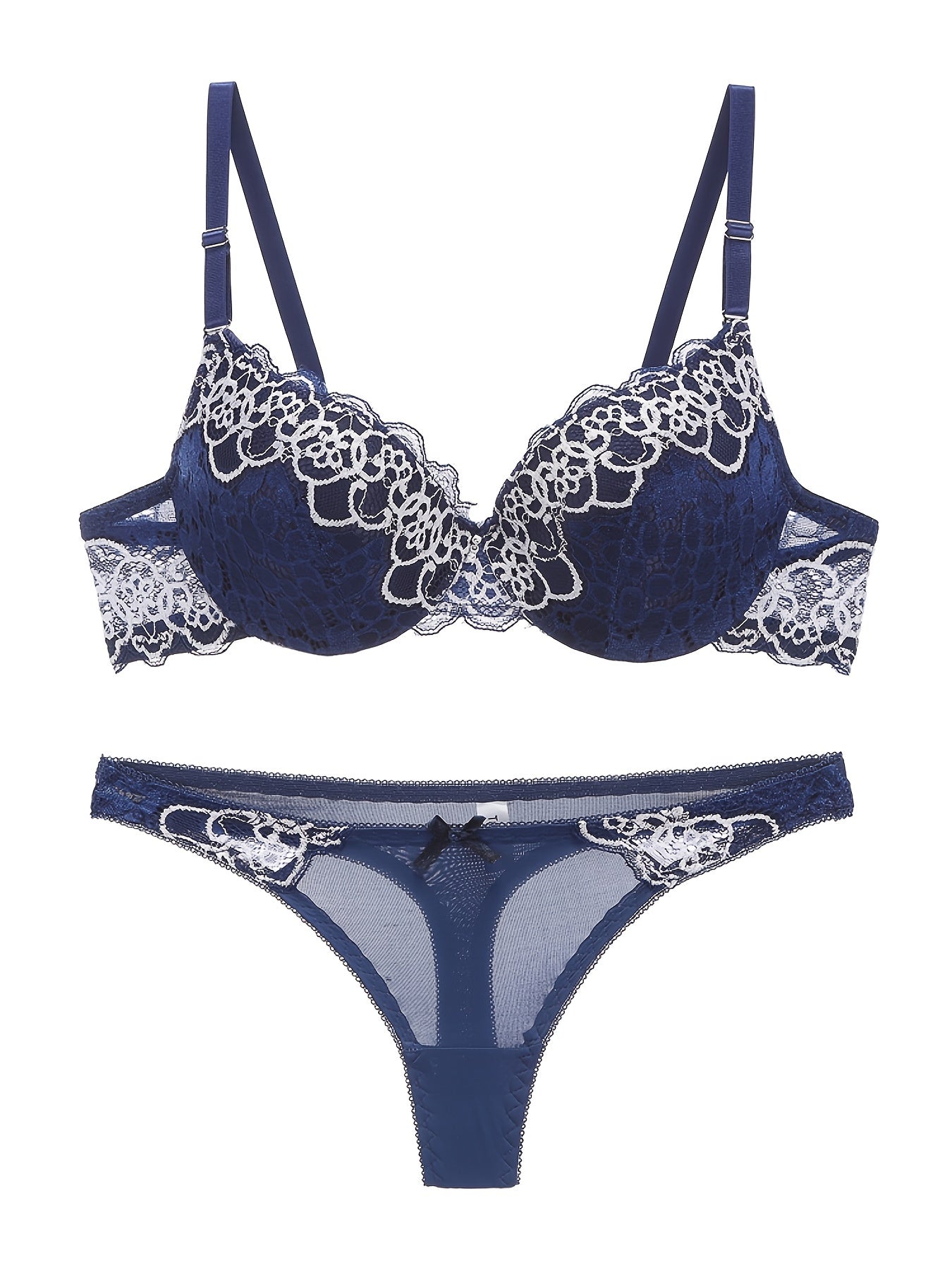 Embroidered Lace Push Up Bra & Panties Set