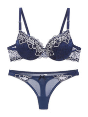 Embroidered Lace Push Up Bra & Panties Set