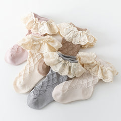 Baby Girls Ruffle Lace Dance Socks