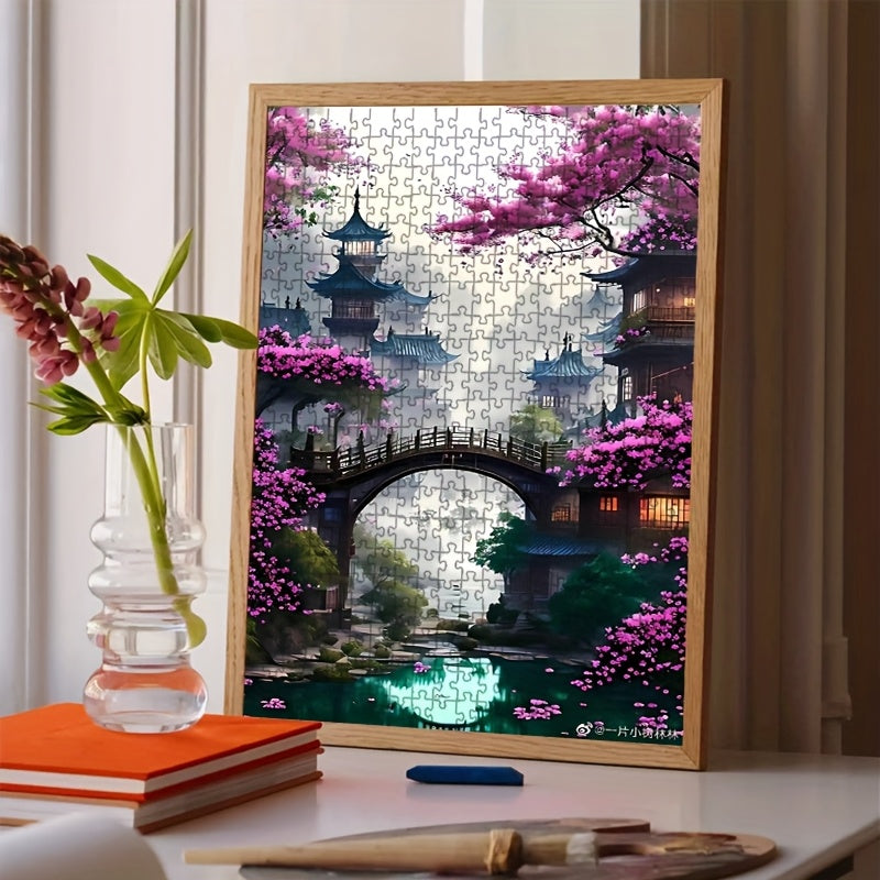 1000pcs Giant Puzzle Chinese Architecture & Cherry Blossoms 50x70