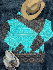 Vintage Ethnic Print Kangaroo Pocket Hoodie
