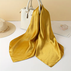 Yellow Satin Square Scarf Casual Shawl Bandana