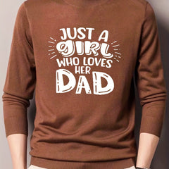 Dad's Girl Knitted Sweater Men's Casual Warm Crew Neck Pullover