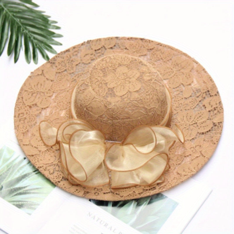 Lace Sun Hat Mesh Flower Decor UV Protection