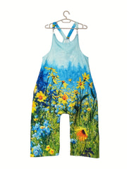 Floral Print Jumpsuit Wide Leg Overall Women's Clothing