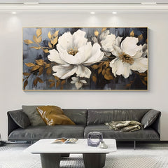 Golden Leaf Floral Canvas Wall Art