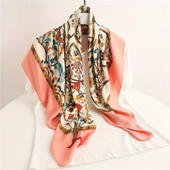 Vintage Flower Print Bandana Square Scarf Silk Shawl Classic Head Wraps Turban