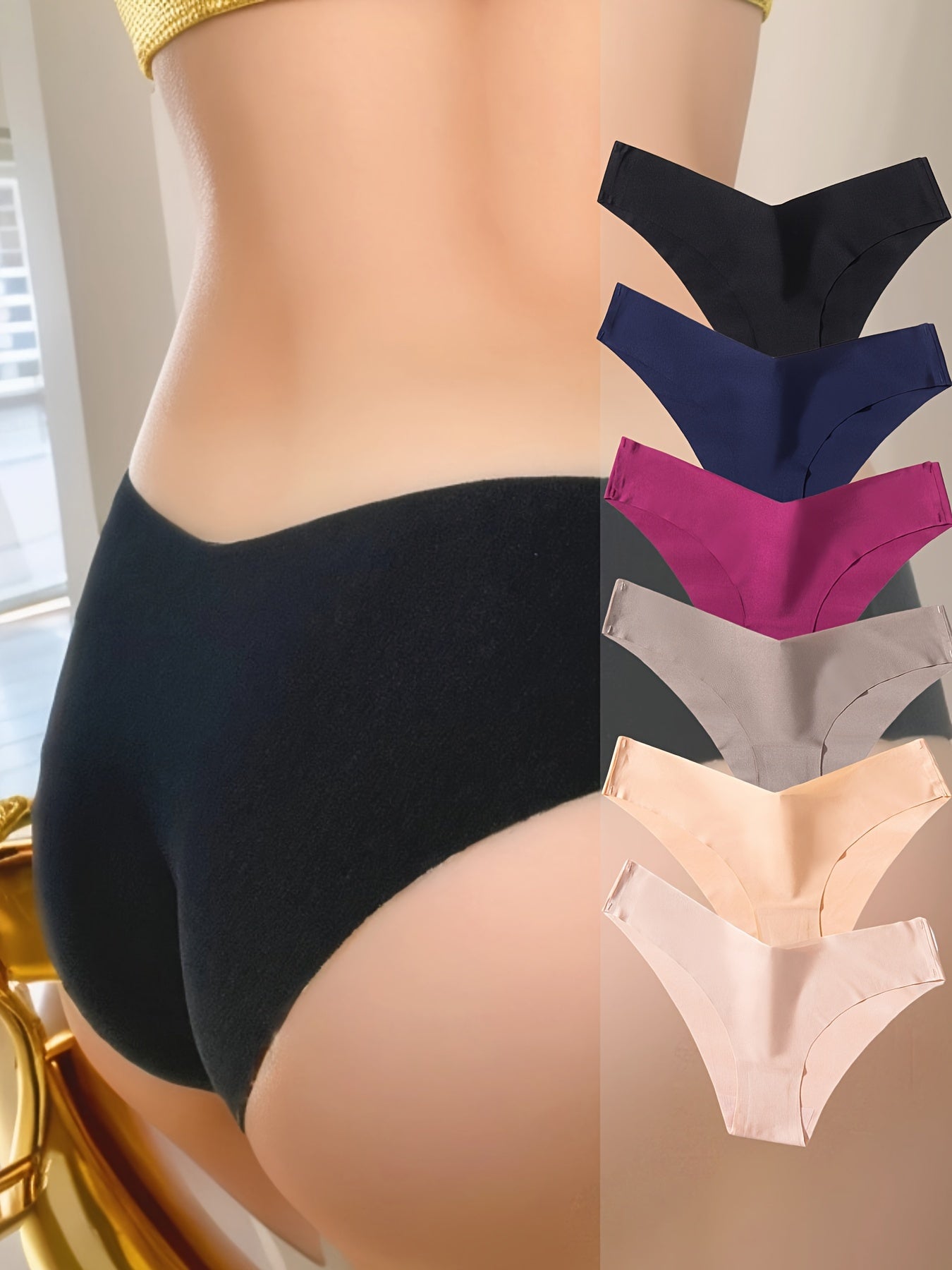 5Pcs Seamless Stretchy Panties V-shaped Intimates Women's Lingerie