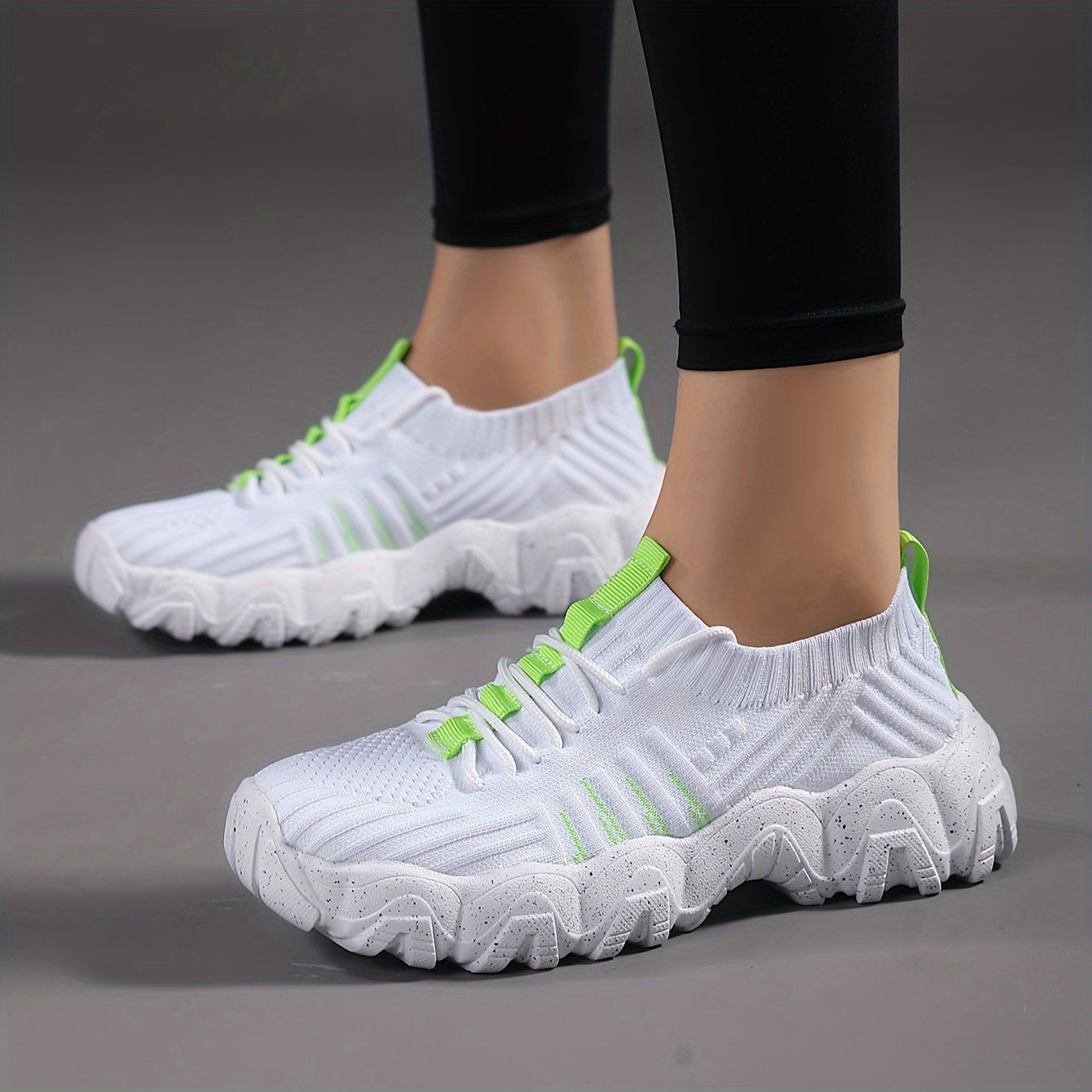 Women's Lace Up Chunky Sneakers Breathable Lightweight Walking Shoes