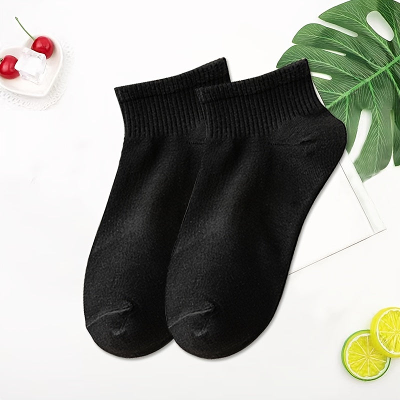 12 Pairs Solid Short Socks Breathable Low Cut Ankle Socks Women's Stockings