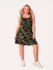 Camo Print Square Neck Tank Dress