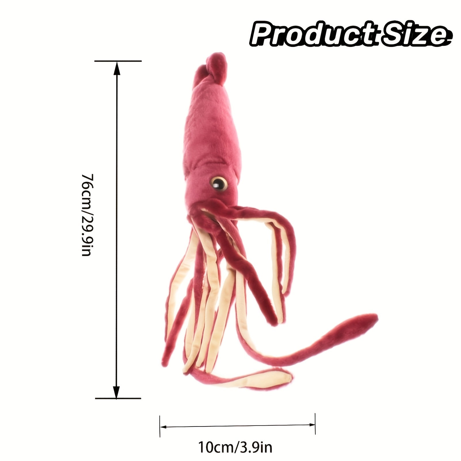 Realistic Giant Squid Plush Toy Soft Polyester Stuffed Doll Kids Gift
