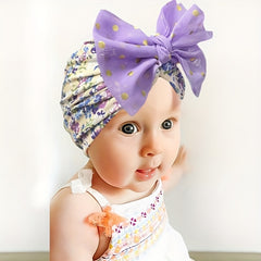 Golden Point Baby Headscarf Hat with Bow for All Seasons
