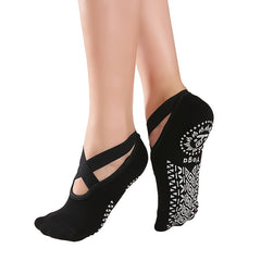Women's Non-slip Yoga Socks Towel Bottom with Invisible Strap