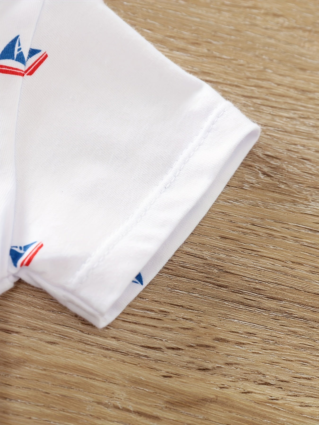 Baby Boys Sailboat Print Short Sleeve Onesie & Suspender Shorts Set