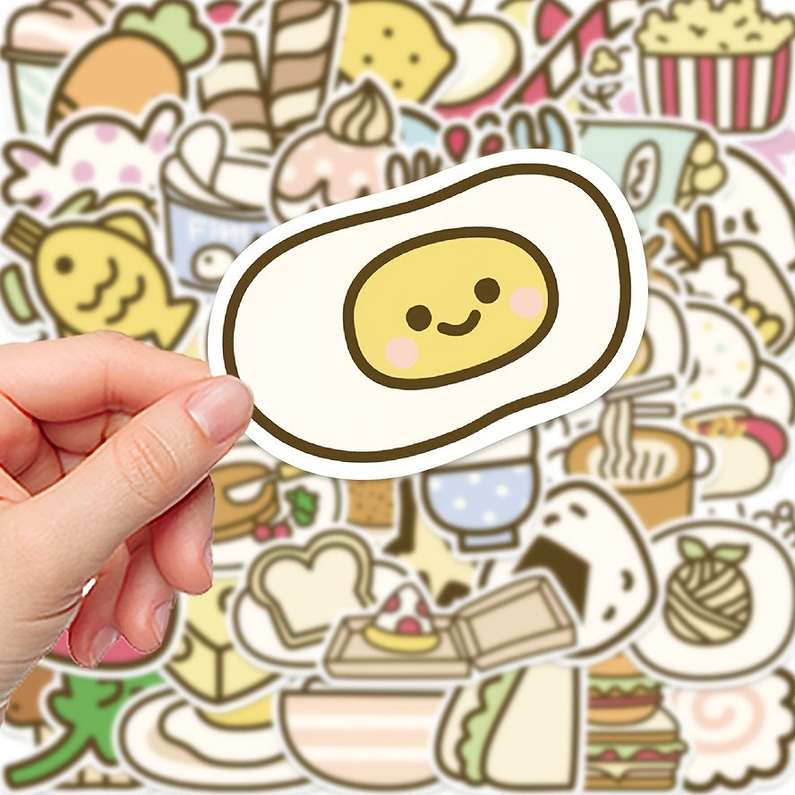 50pcs Cartoon Food Doodle Waterproof Stickers DIY Creative Toys