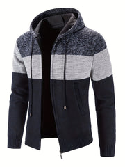 Men's Casual Hooded Cardigan Jacket Zip Up Sweater