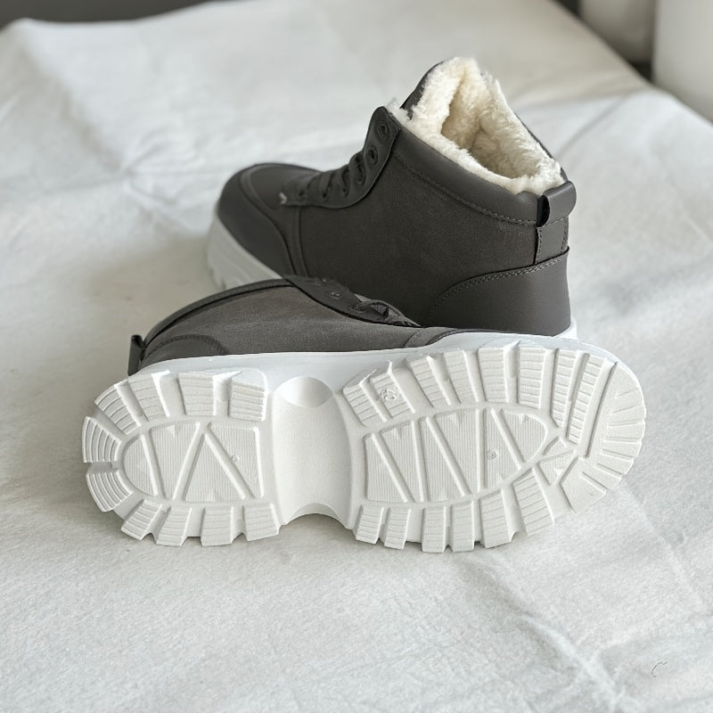Women's Plush Lined Thermal Snow Boots Non Slip Chunky Shoes
