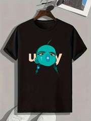 Funny Cartoon Print Men's Graphic T-Shirt Casual Comfy Tees for Summer
