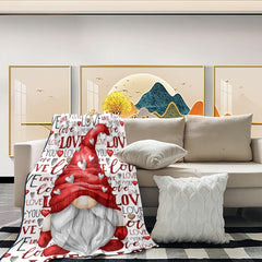 Red Love Gnome Warm Blanket Gift For Lover Family Birthday