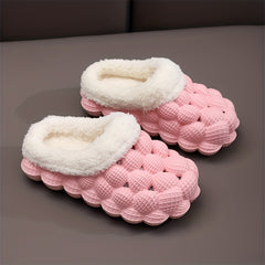 Kid's Plush Lined Massage Bubble Slides with Cushioned Non-Slip Sole