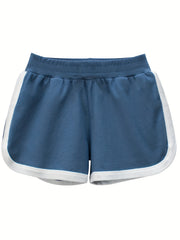 Girls' Contrast Binding Elastic Waist Casual Shorts