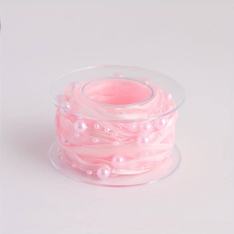 4 Rolls 57m Bead Pearl Ribbon Chiffon & Organza Lace Trims Wedding Christmas Tre