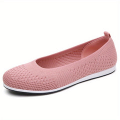 Women's Knitted Flat Shoes Comfortable Slip On Casual Walking Flats