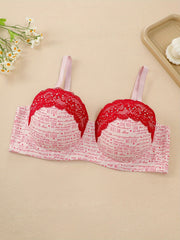 Sexy Bra Women's Plus Lace Rhinestone Molded Cup Bra