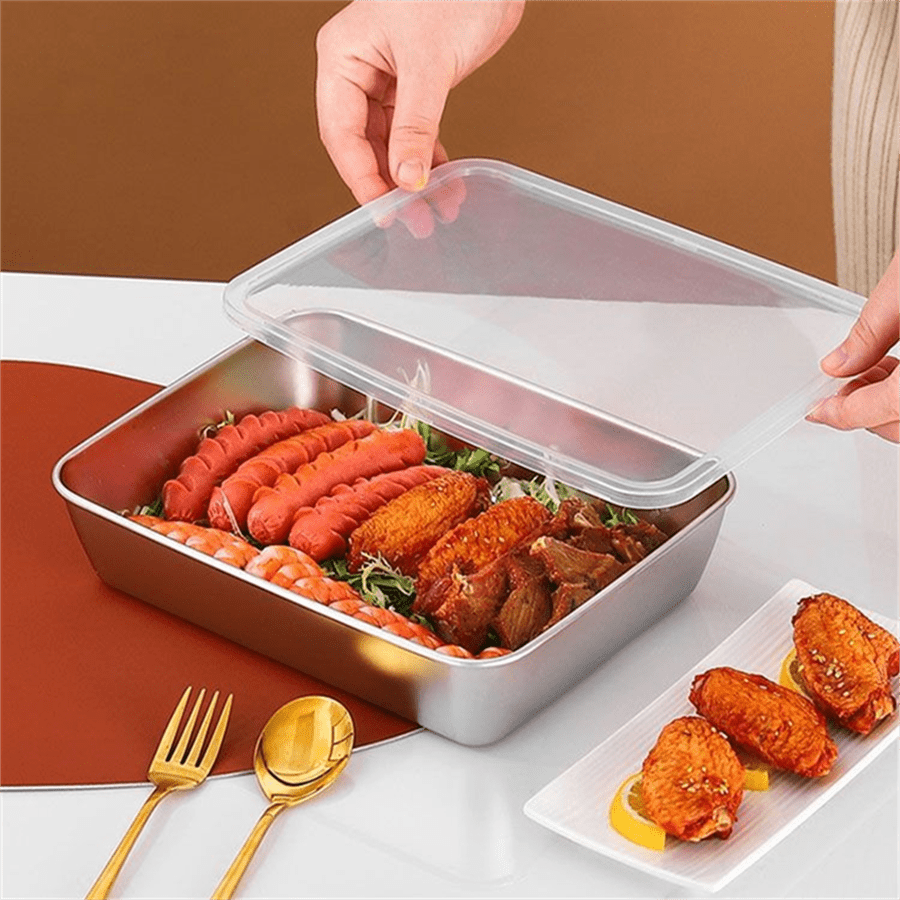 304 Stainless Steel Fresh Keeping Boxes - Rectangular Steaming Plates