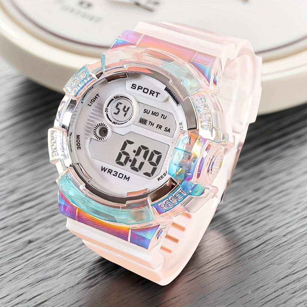 Unisex Sports Watch Glow Dark Date Alarm Durable Rubber Strap Multifunctional