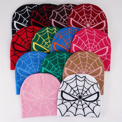 Y2K Beanie Spider Web Jacquard Knit Couple Skull Cap