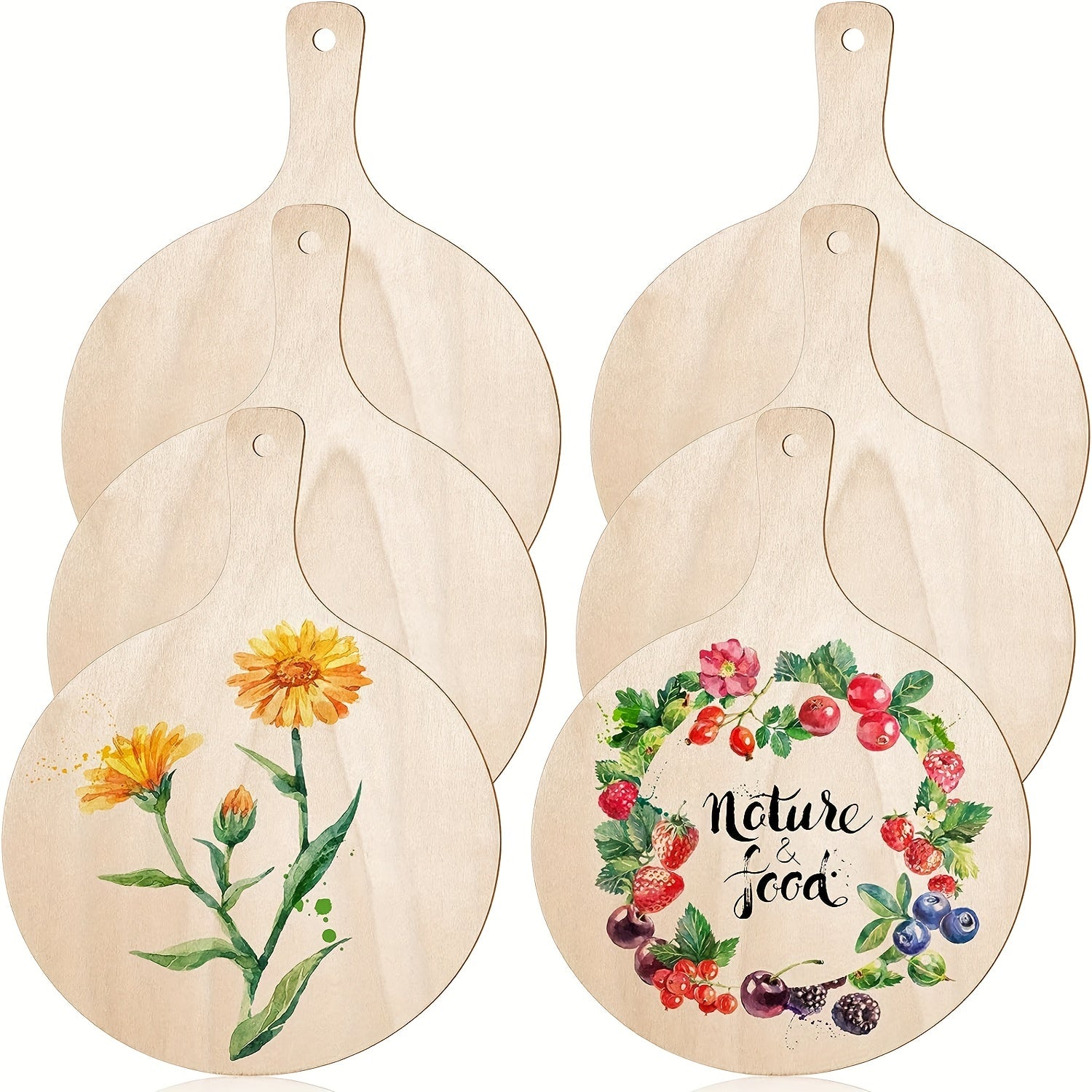 6pcs Mini Wooden Cutting Board Round Charcuterie Boards
