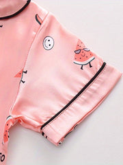 Toddler Girls Watermelon Graphic Pajama Set Short Sleeve Top & Shorts