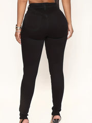 Solid High Rise Stretch Skinny Jeans