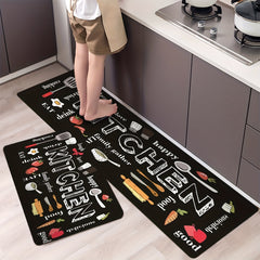 Kitchen Floor Mat Kitchenware And Food Pattern Rug Modern Kitchen Rug