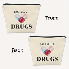 NP Makeup Cosmetic Bag Full of Drugs Funny Travel Zipper Pouch