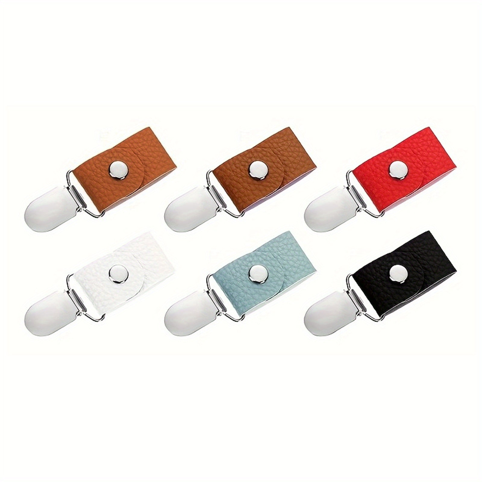 6pcs PU Leather Hat Clip for Outdoor Travel Hat Storage