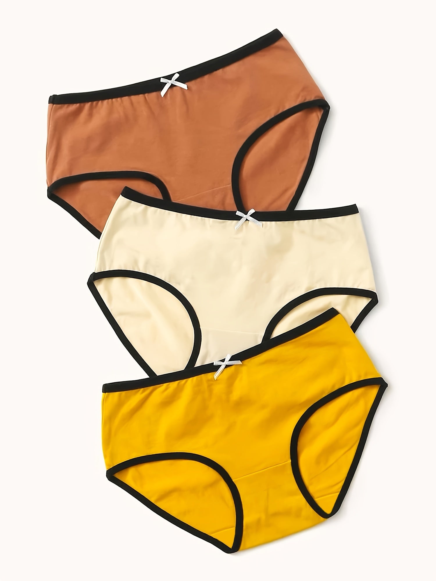 3pk Bow Contrast Binding Panties Set Women's Lingerie & Underwear