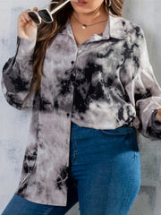 Tie Dye Long Sleeve Button Up Blouse