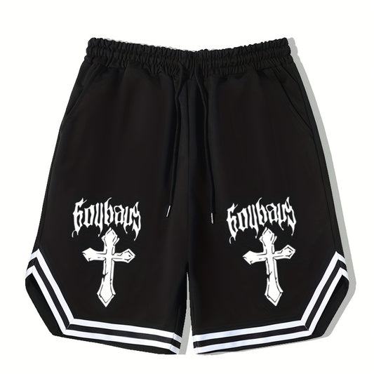 Men's Cross Graphic Drawstring Stretchy Shorts