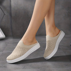 Women's Breathable Knit Mule Sneakers Lightweight Slip On Shoes