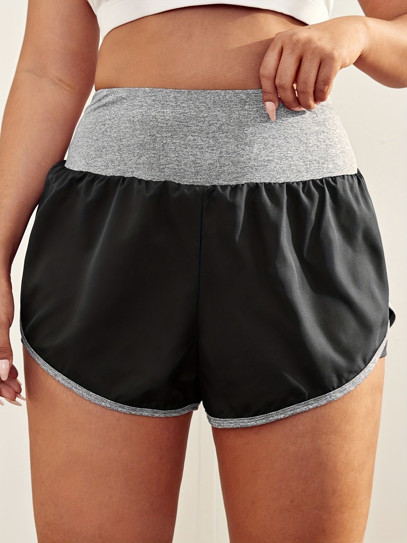 Sports Shorts Women's Plus High Rise Waist Band Fitness Running Shorts