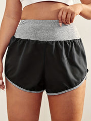 Sports Shorts Women's Plus High Rise Waist Band Fitness Running Shorts