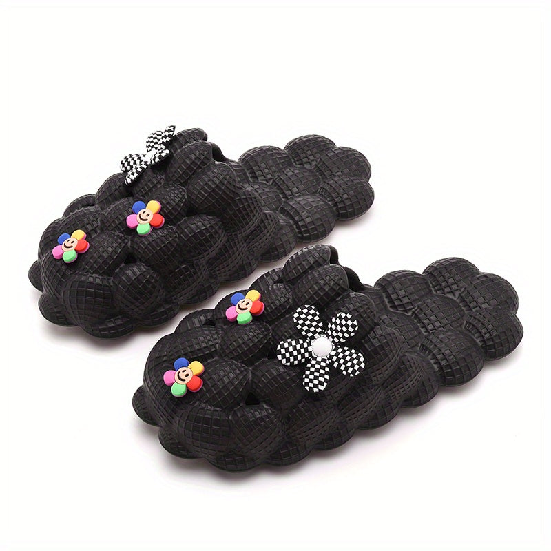 Women's Floral Slides Slippers Cartoon Bubble Slip On Shoes