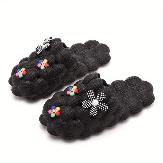 Women's Floral Slides Slippers Cartoon Bubble Slip On Shoes