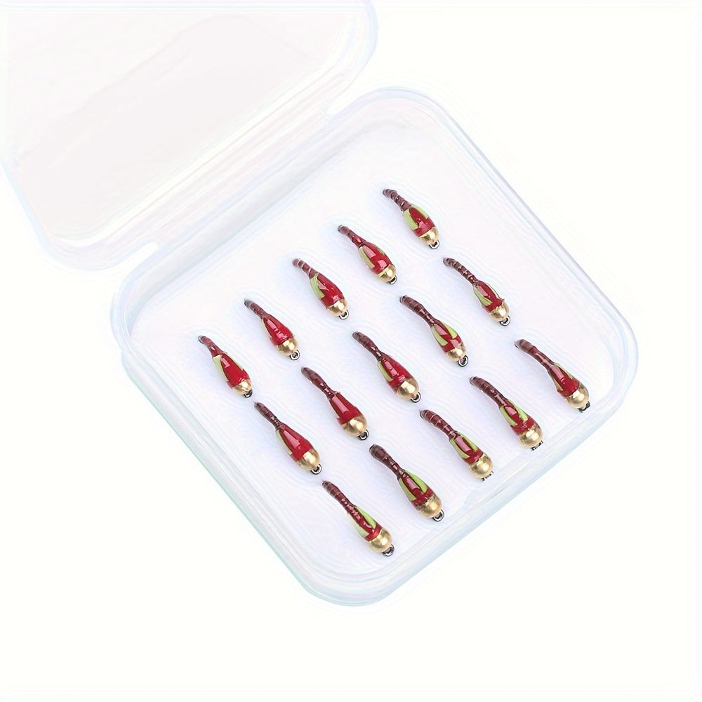 15pcs Brass Bead Head Flies for Trout Fishing Ice Fishing Fly