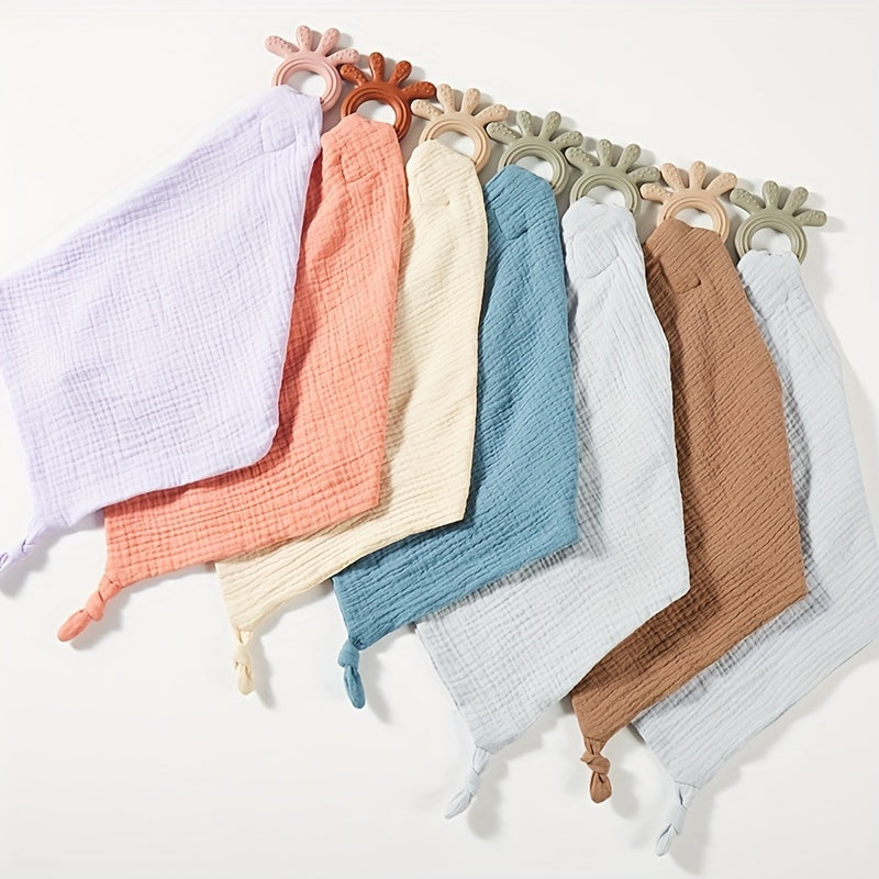 Cotton Red Soothing Towel with Silicone Teether